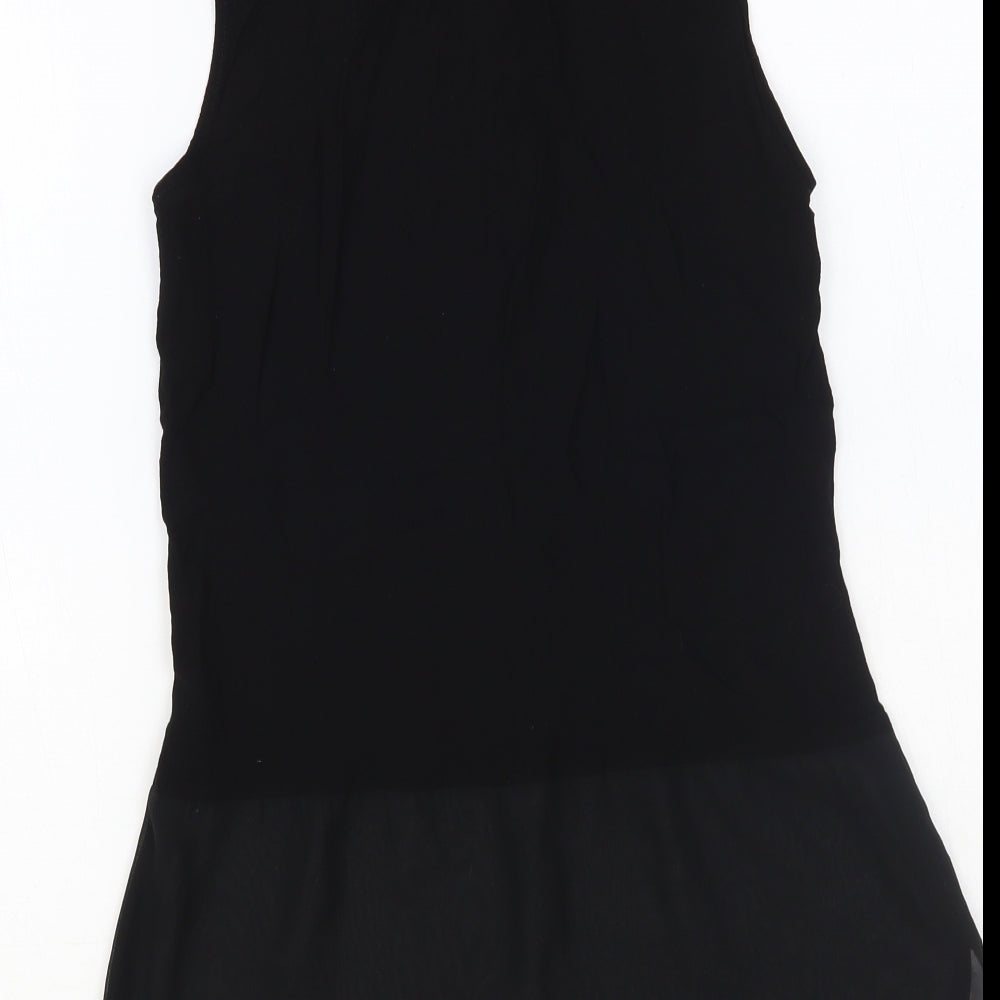 H&M Womens Black Polyester Basic Button-Up Size 6 Collared