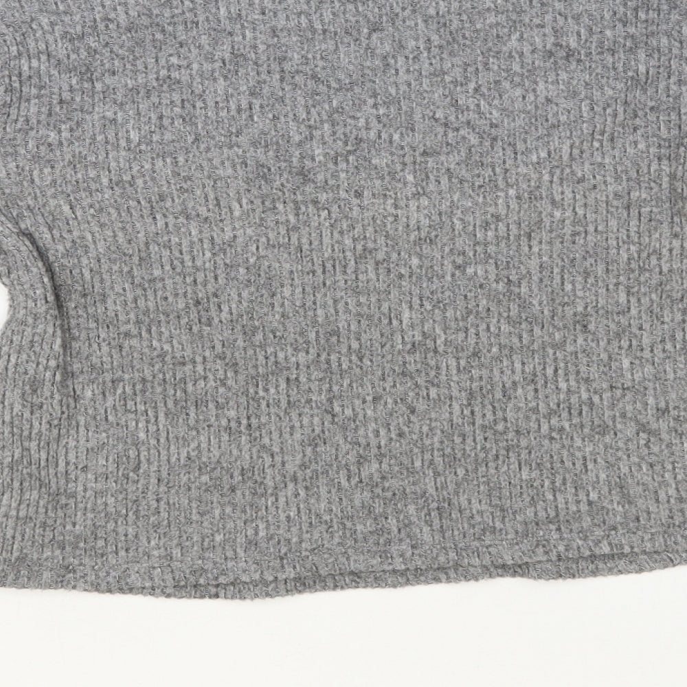 Dunnes Stores Womens Grey Square Neck Polyester Pullover Jumper Size S - Cropped