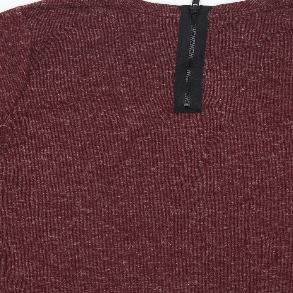 Topshop Womens Purple Polyester Basic T-Shirt Size 10 Round Neck