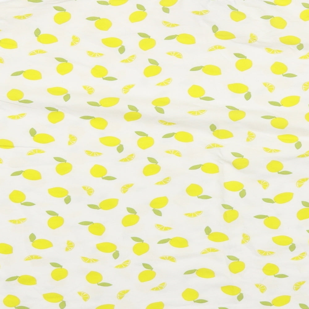 Monki Womens White Geometric Cotton Basic T-Shirt Size XS Crew Neck - Lemon Print