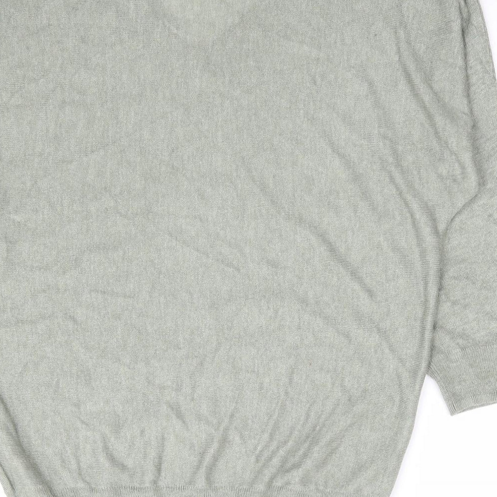 M&Co Womens Green V-Neck Viscose Pullover Jumper Size 10 - Batwing
