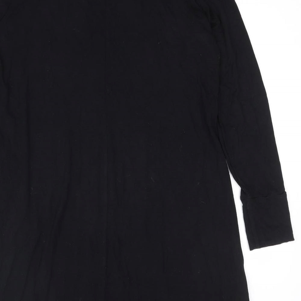 Marks & Spencer Womens Black Viscose A-Line Size 14 Mock Neck Pullover