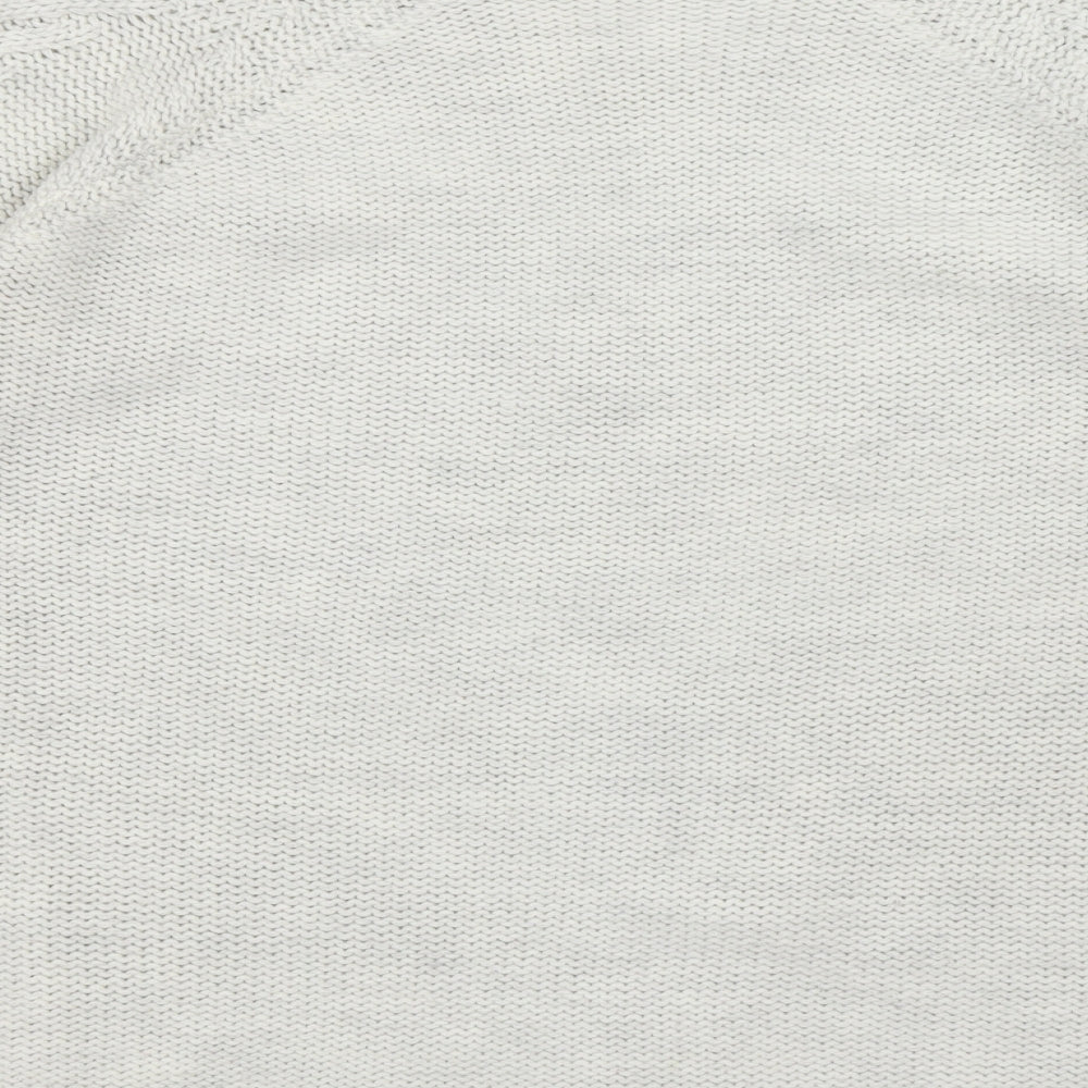 Oasis Womens White Round Neck Acrylic Pullover Jumper Size S