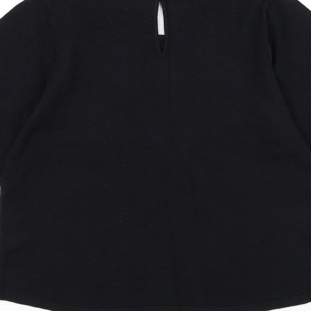 NEXT Womens Black Round Neck Geometric Nylon Pullover Jumper Size 6