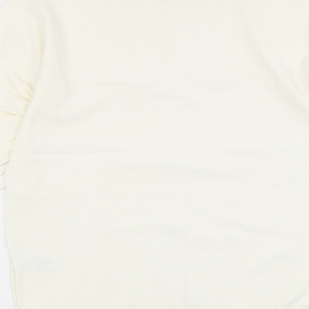 NEXT Womens White Viscose Basic T-Shirt Size 8 Round Neck - Ruched Sleeve