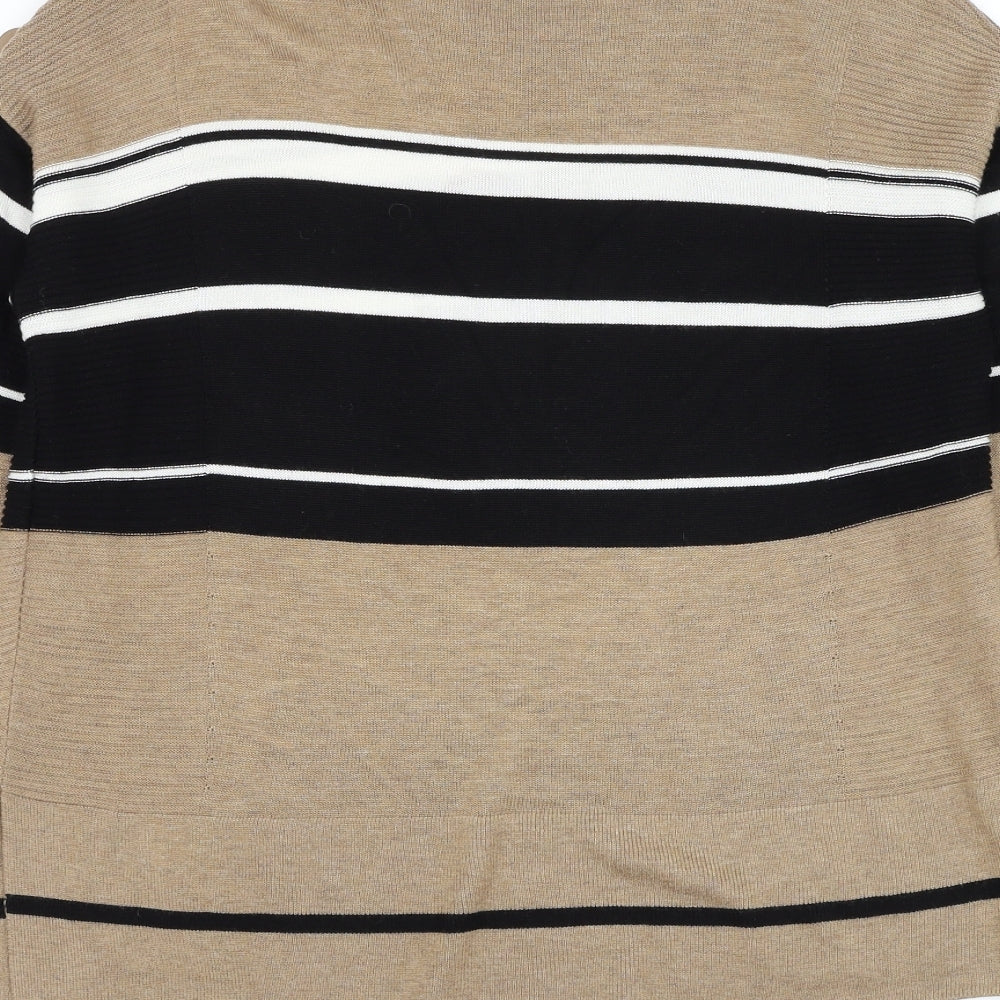 NEXT Womens Brown Mock Neck Striped Viscose Pullover Jumper Size 10