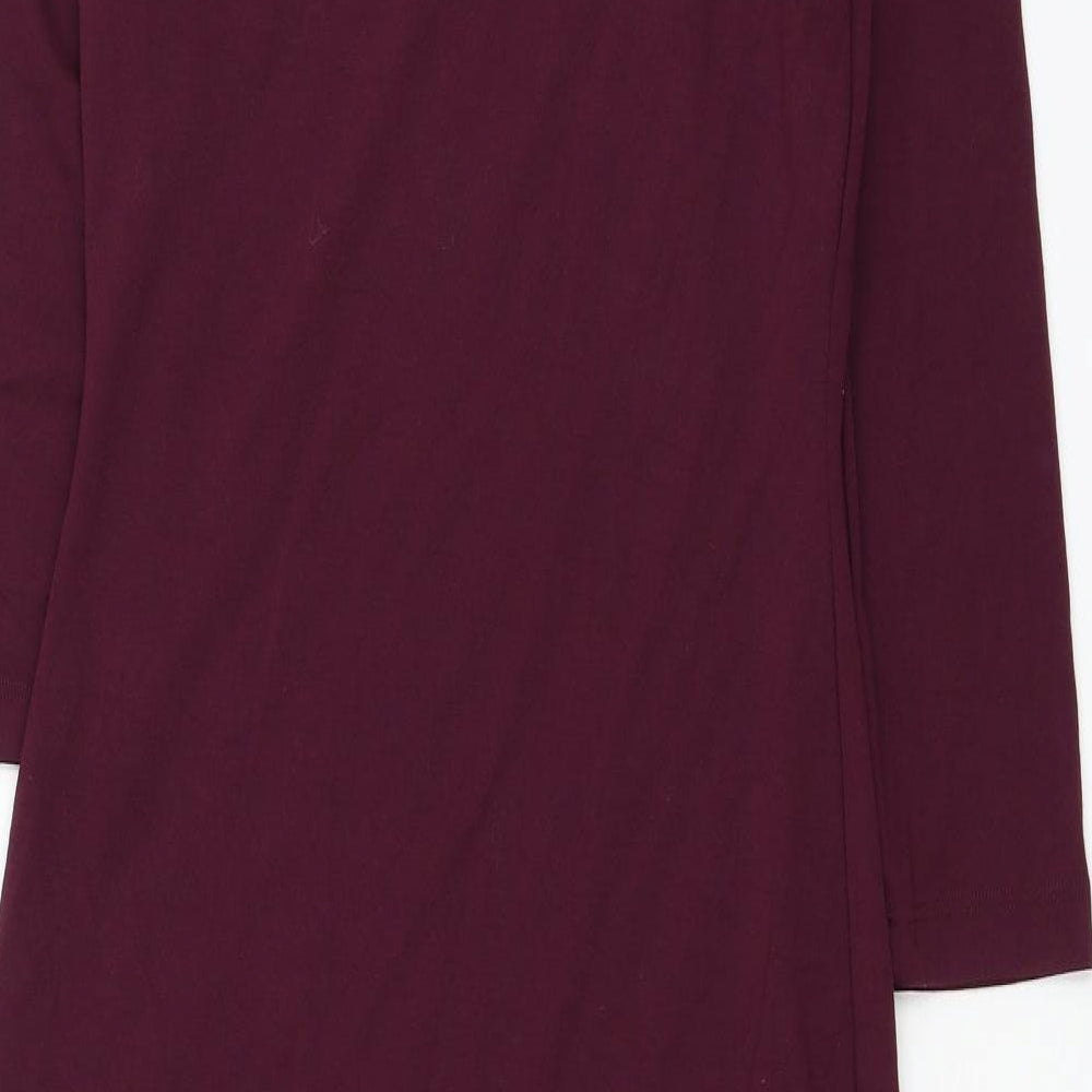 H&M Womens Purple Polyester Pencil Dress Size S Round Neck Pullover