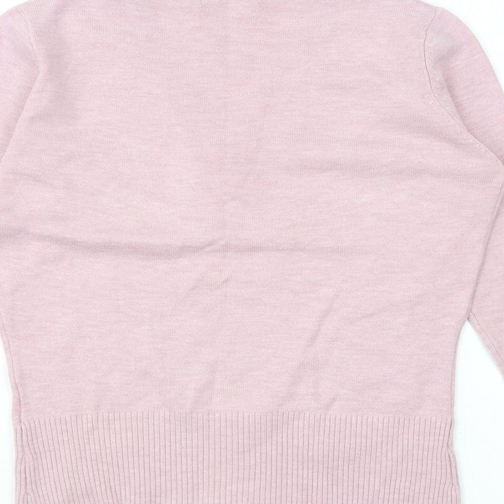 zingara Womens Pink V-Neck Acrylic Pullover Jumper Size 14