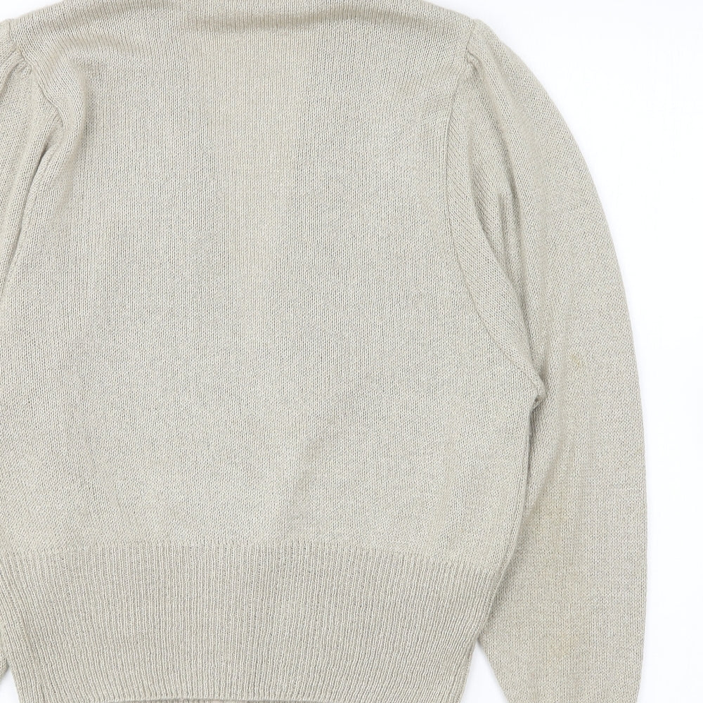 St Michael Womens Beige V-Neck Acrylic Cardigan Jumper Size 14