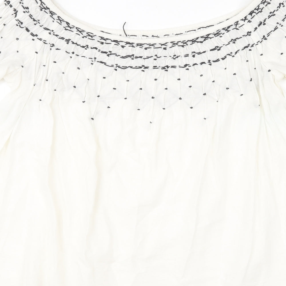 Zara Womens Ivory Viscose Basic Blouse Size XS Off the Shoulder