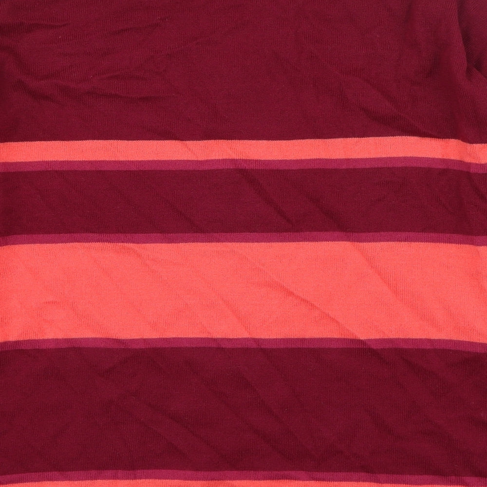 M&Co Womens Multicoloured V-Neck Striped Acrylic Pullover Jumper Size 10
