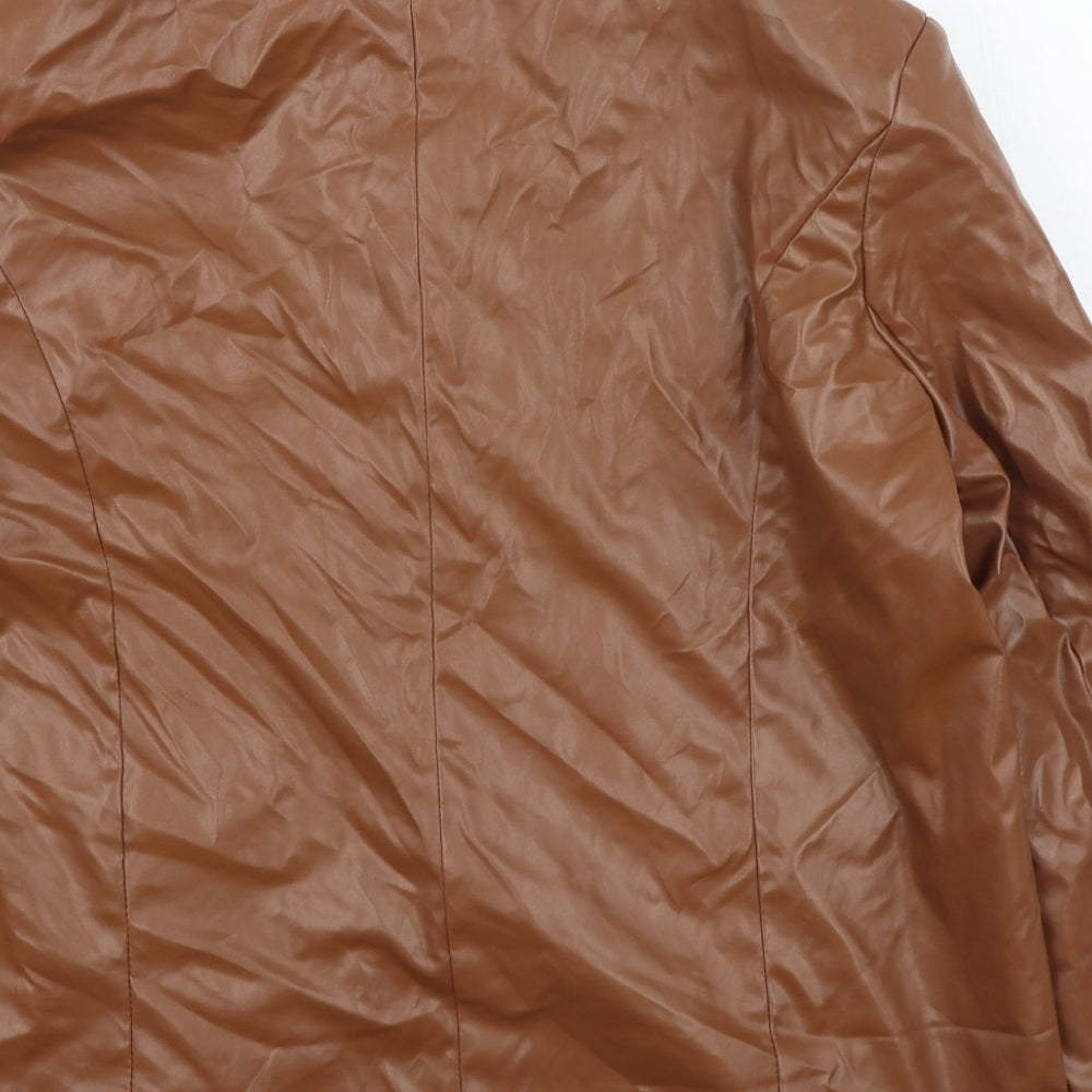 PRETTYLITTLETHING Womens Brown Jacket Size S Button
