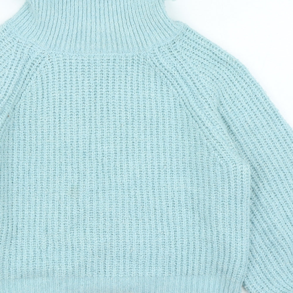 Moon&Madison Womens Blue Roll Neck Polyester Pullover Jumper Size S