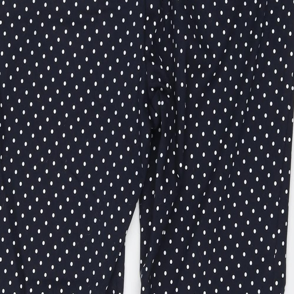 Savida Womens Blue Polka Dot Cotton Carrot Trousers Size 14 L25 in Regular Button
