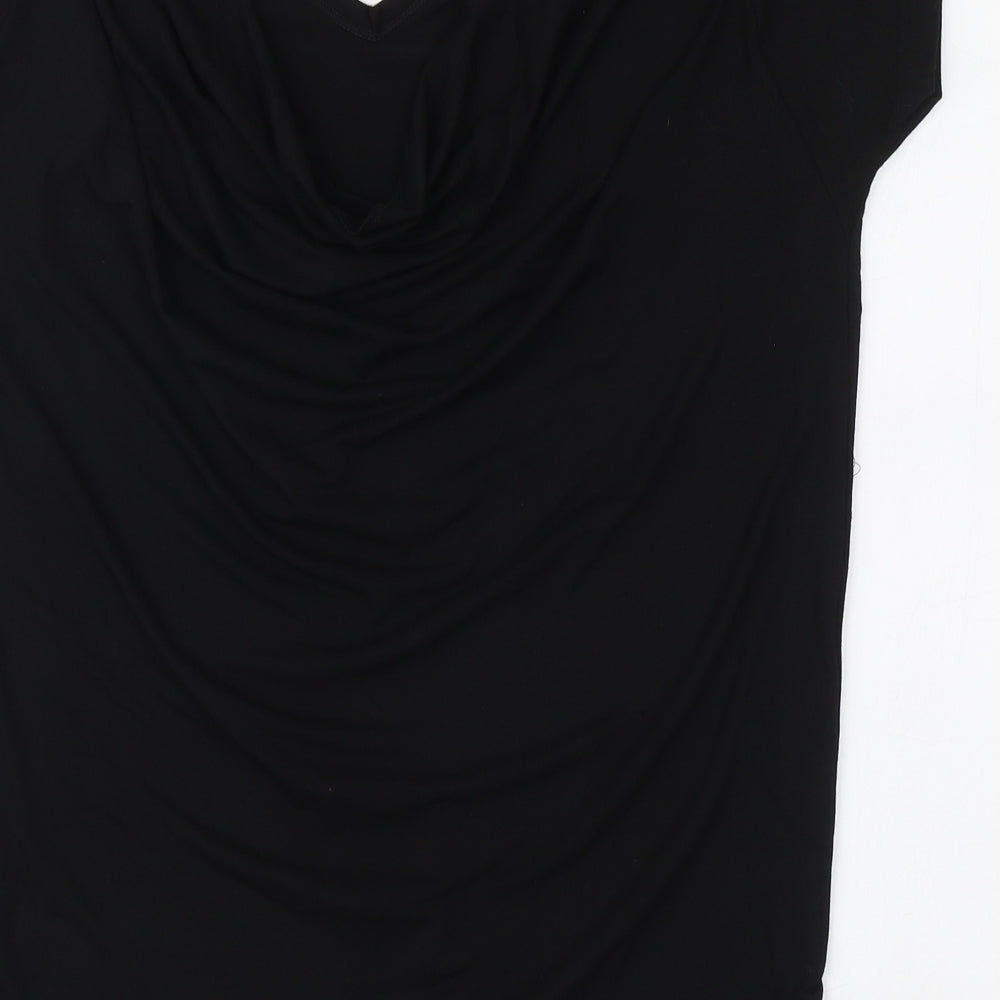 Body Flirt Womens Black Polyester Basic Blouse Size S V-Neck