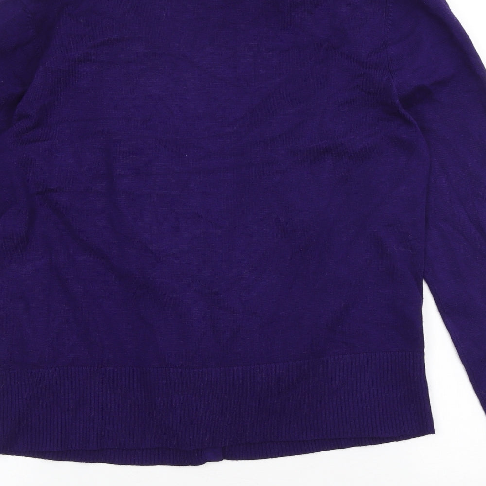 Nina Leonard Womens Purple Scoop Neck Viscose Cardigan Jumper Size M