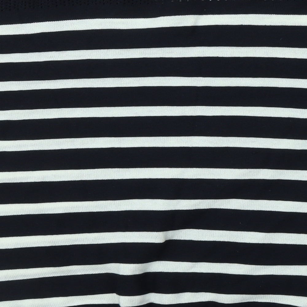 Timeout Womens Blue V-Neck Striped Acrylic Pullover Jumper Size L