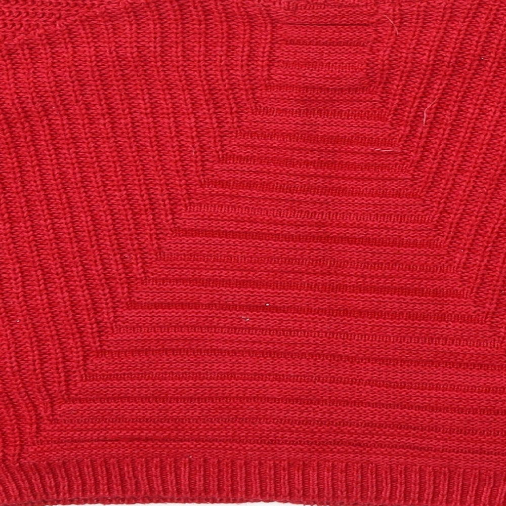 Exhibit Womens Red Round Neck Acrylic Pullover Jumper Size S