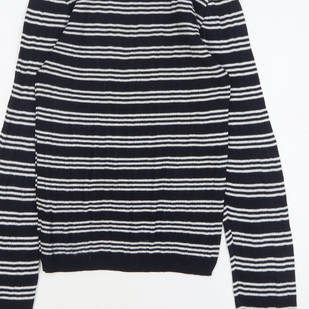 Primark Womens Blue High Neck Striped Polyester Pullover Jumper Size 10