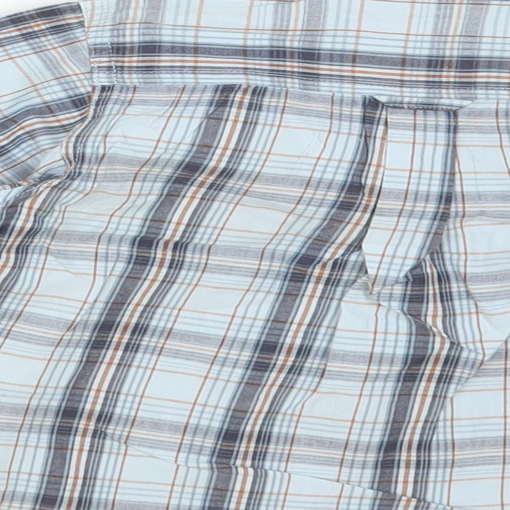 Peanuts Baby Baby Blue Plaid Cotton Basic Button-Up Size 12 Months Collared Button - Bear