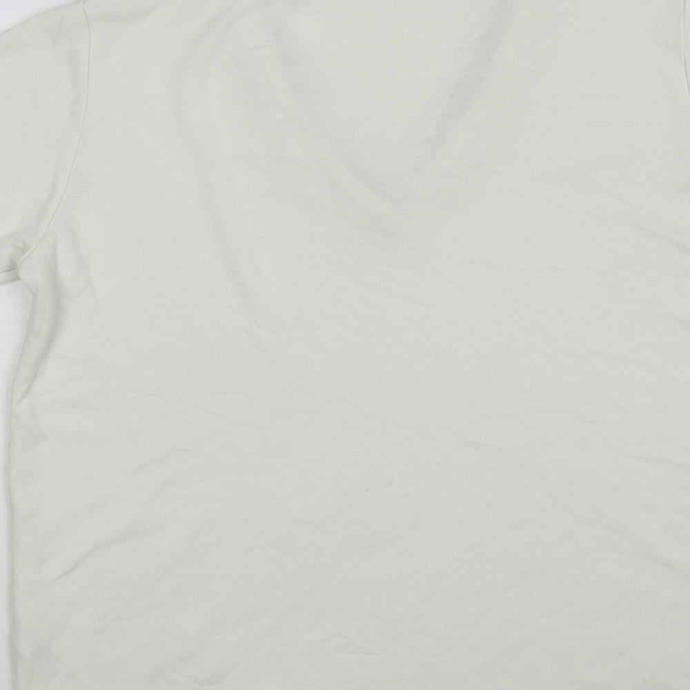 Gallery Womens White Viscose Basic T-Shirt Size S V-Neck - Embellished Neckline