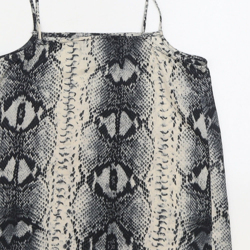Topshop Womens Grey Animal Print Polyester Camisole Tank Size 8 Square Neck - Snake Print