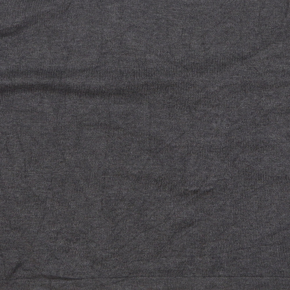 Pull&Bear Womens Grey Acrylic Cropped T-Shirt Size S Round Neck