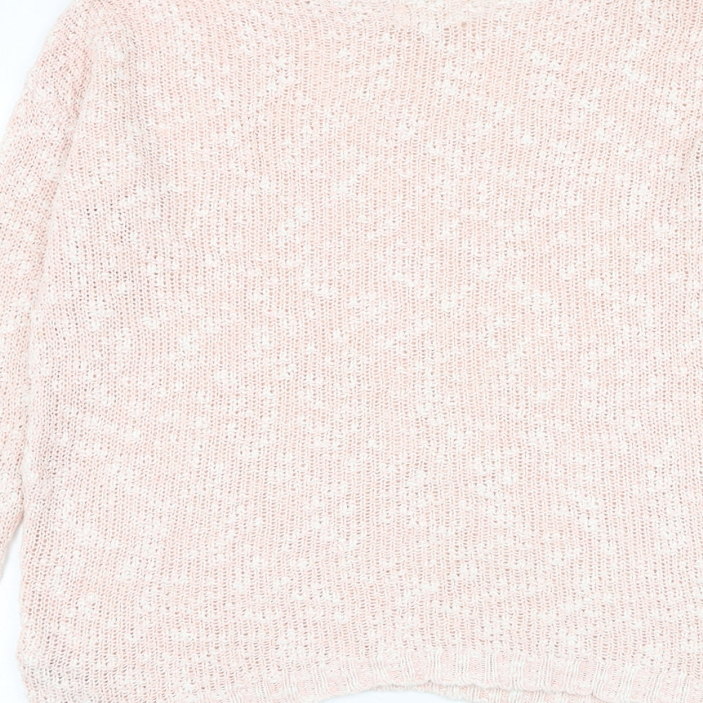 New Look Womens Pink Round Neck Cotton Pullover Jumper Size S