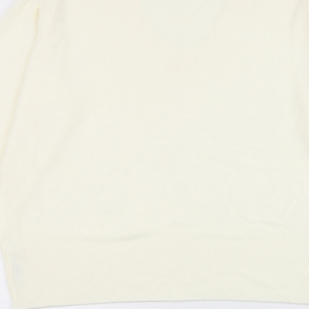 Debenhams Womens White V-Neck Acrylic Pullover Jumper Size 12