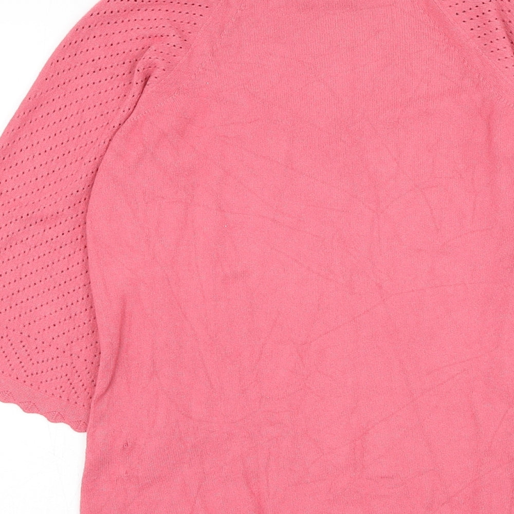 NEXT Womens Pink Square Neck Viscose Pullover Jumper Size 10