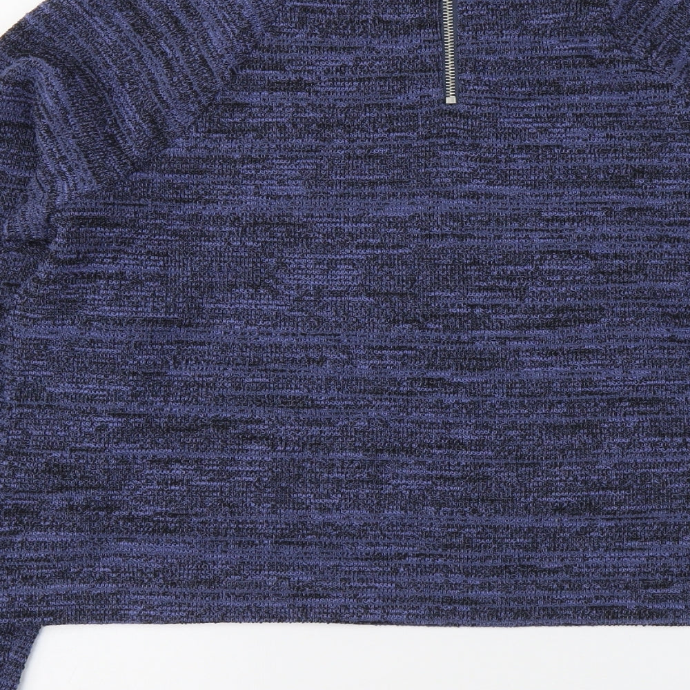 Marks & Spencer Womens Blue Round Neck Polyester Pullover Jumper Size 16