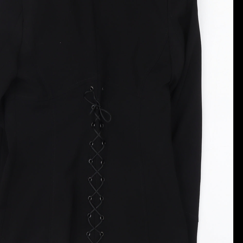 Bay Womens Black Polyester Jacket Suit Jacket Size 10