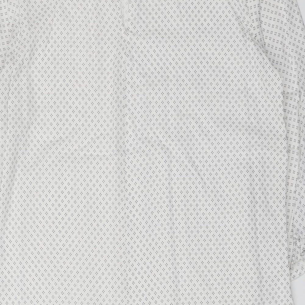 H&M Womens White Polka Dot Polyester A-Line Size M Round Neck Pullover