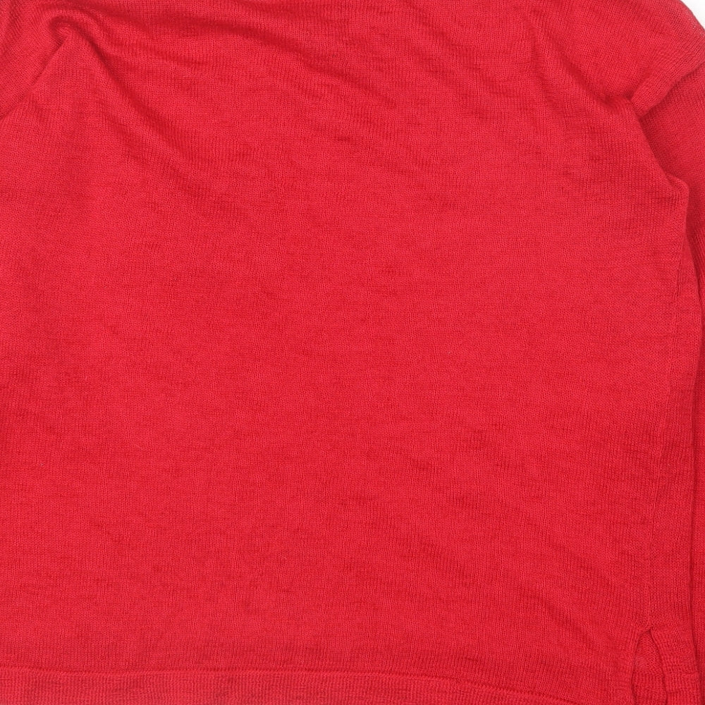 H&M Womens Red Round Neck Polyester Pullover Jumper Size M