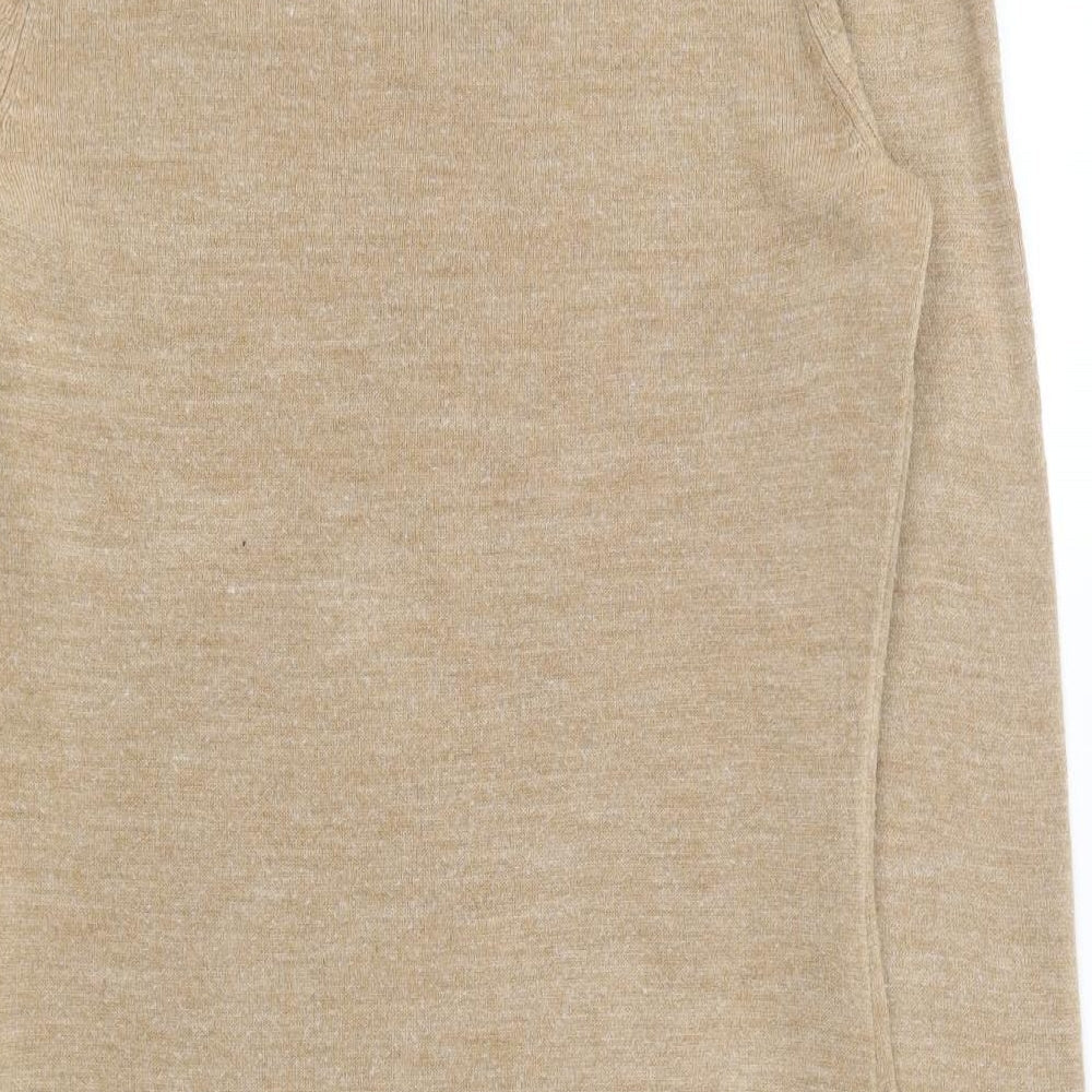 South Womens Brown V-Neck Acrylic Pullover Jumper Size 10
