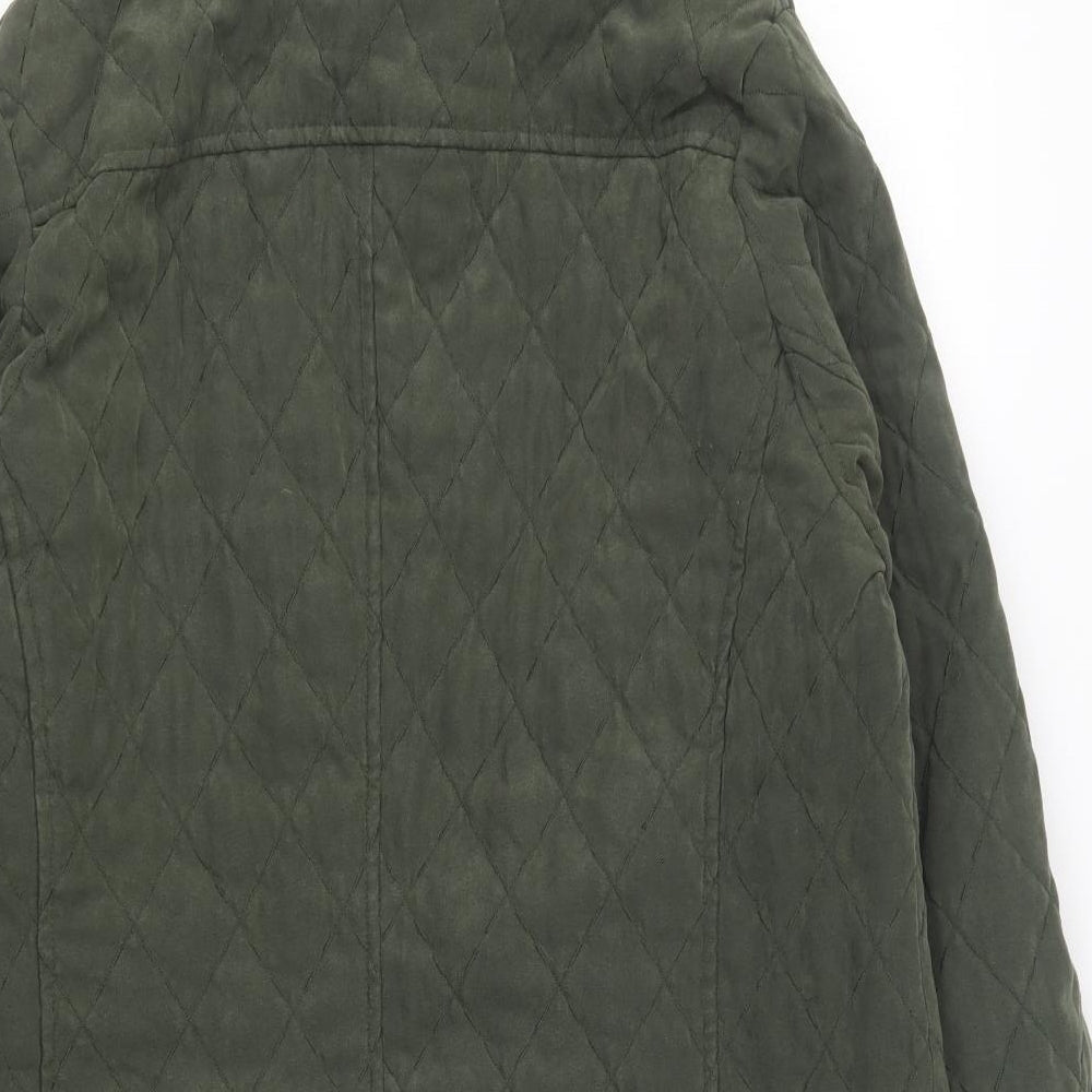 Preworn Womens Green Quilted Coat Size 10 Button