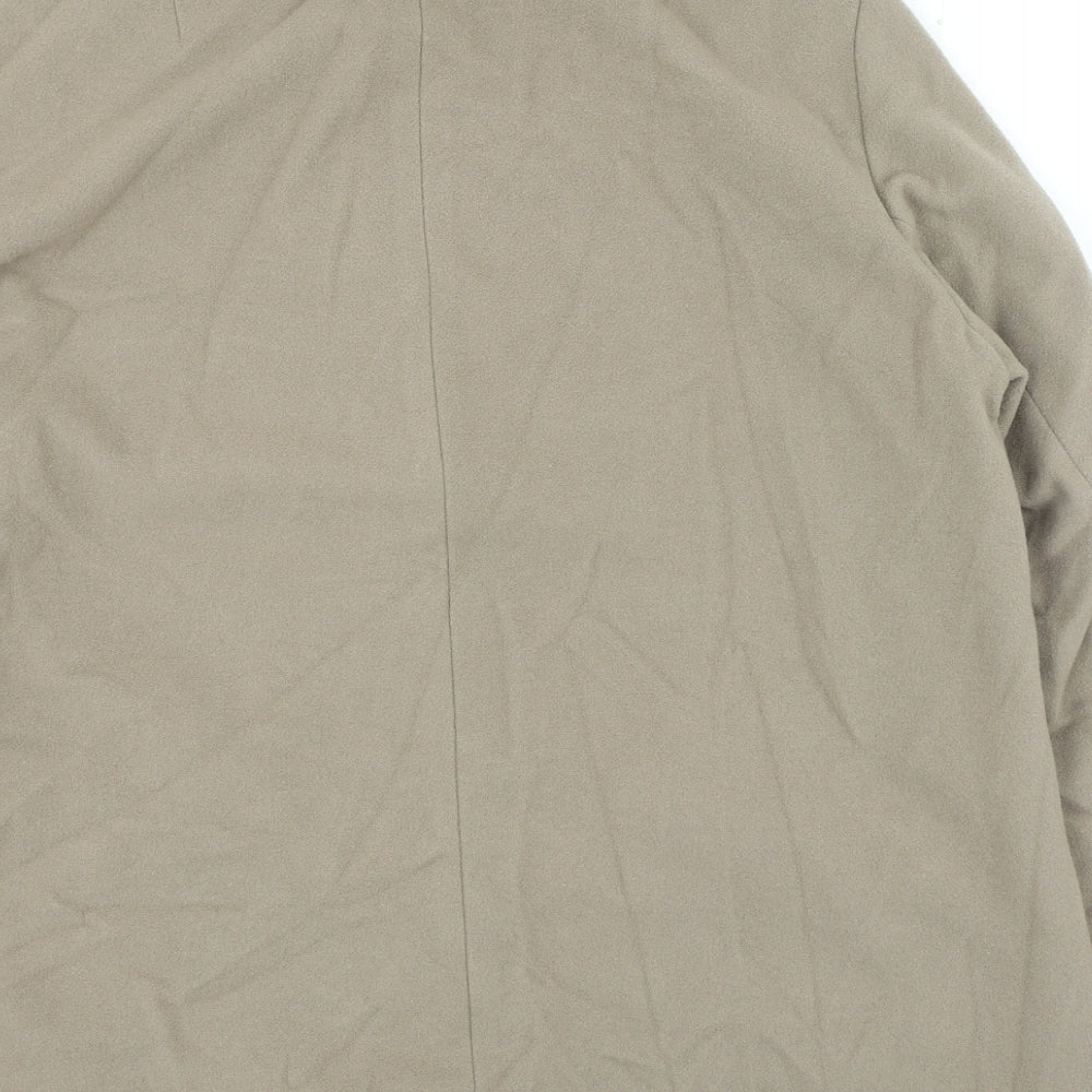 Preworn Womens Beige Overcoat Coat Size L Button