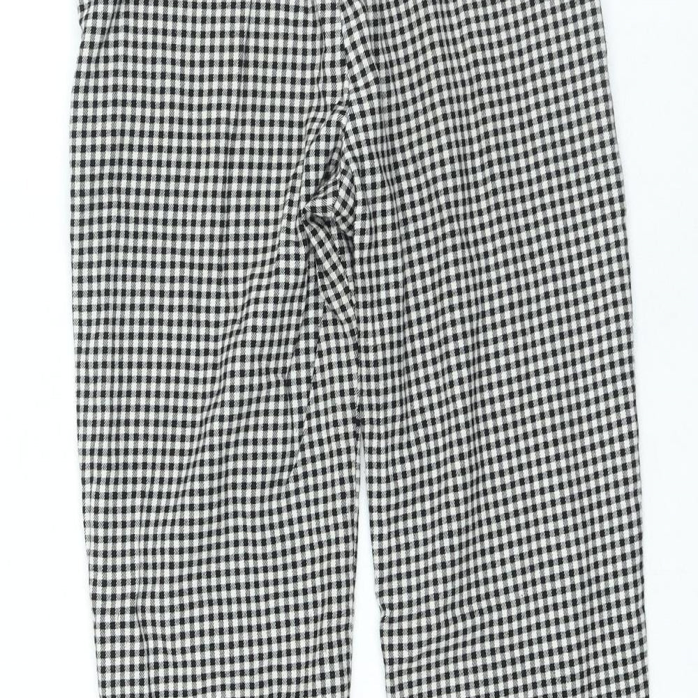 Pull&Bear Womens White Plaid Polyester Trousers Size 26 in L25 in Regular Zip