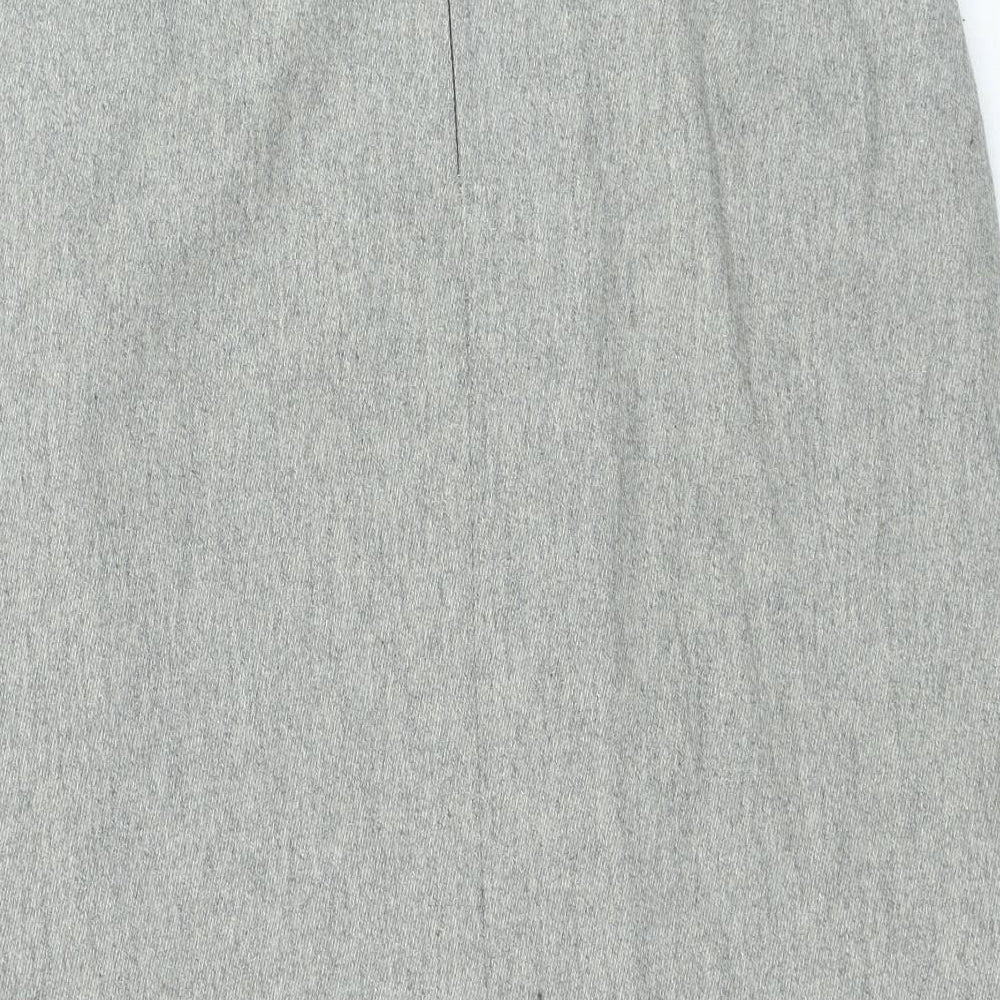 Preworn Womens Grey Polyester Straight & Pencil Skirt Size 34 in Zip