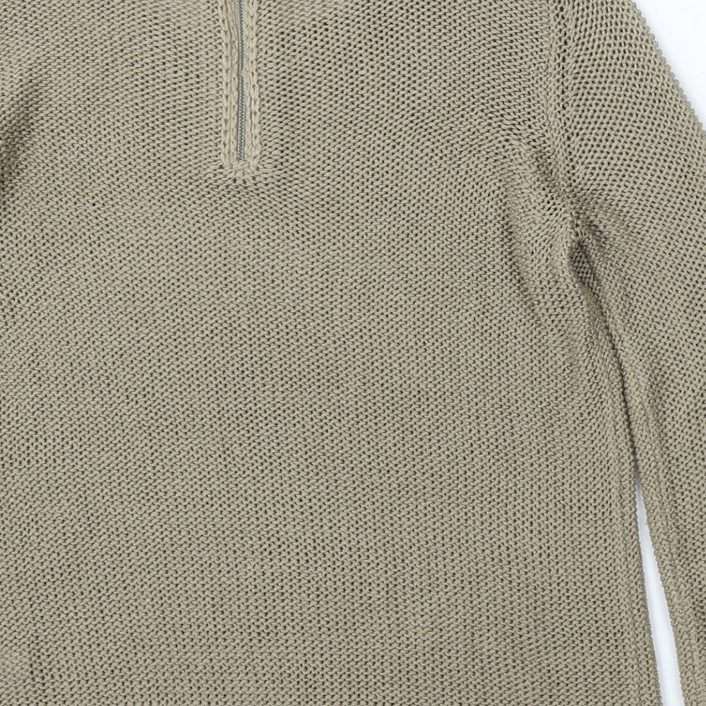 H&M Womens Brown Round Neck Acrylic Pullover Jumper Size 8