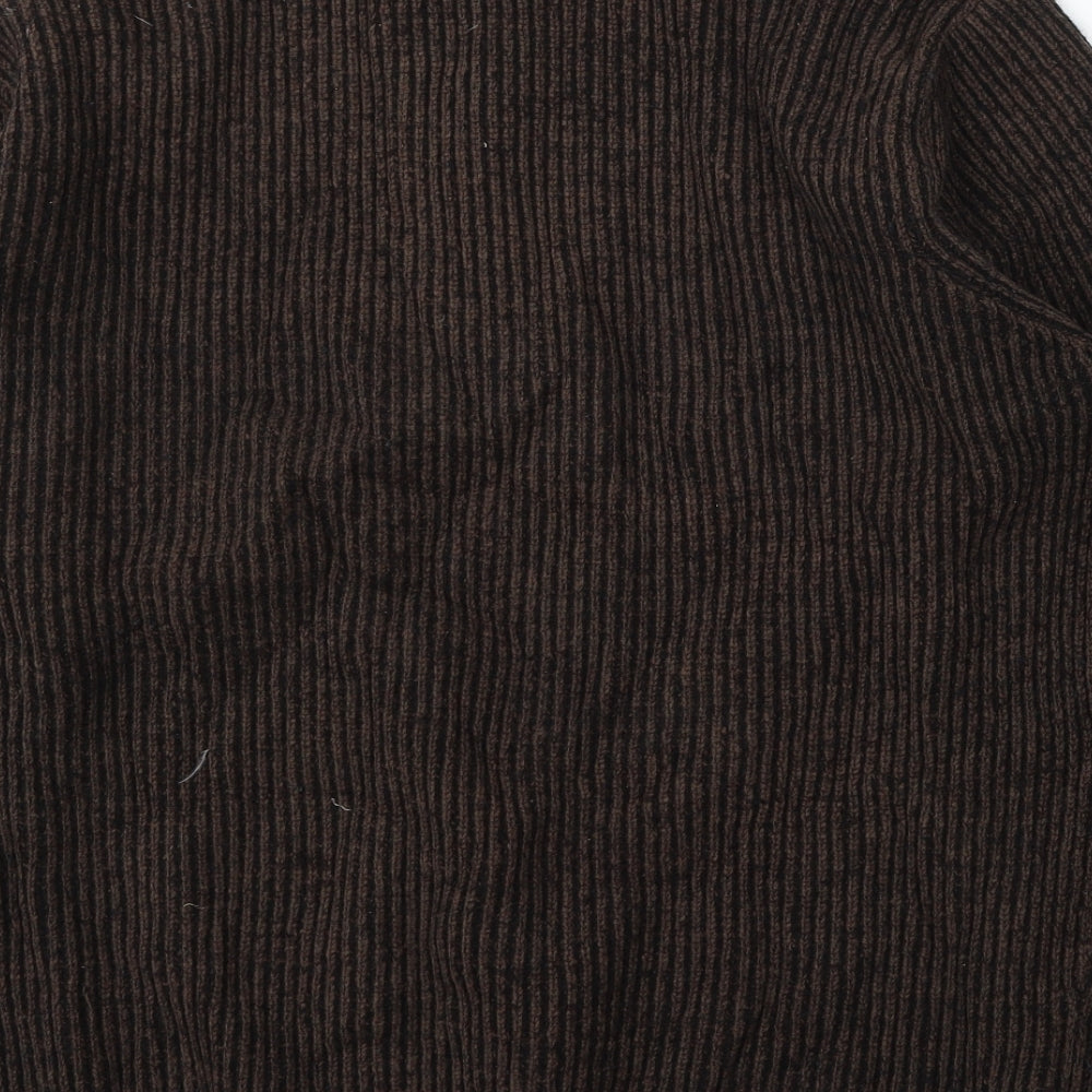Reed Mens Brown Mock Neck Polyester Pullover Jumper Size L
