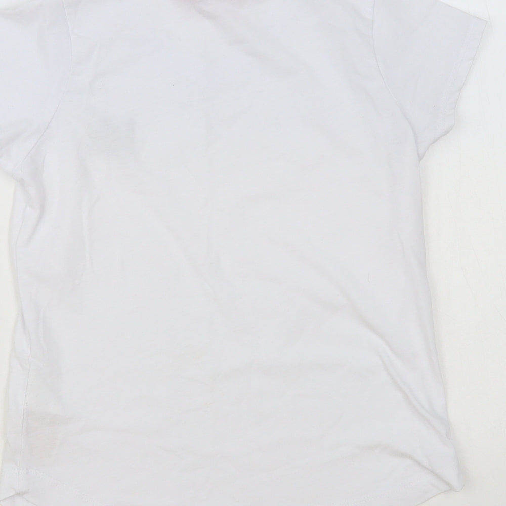 LA Gear Girls White Polyester Basic T-Shirt Size 7-8 Years V-Neck Pullover