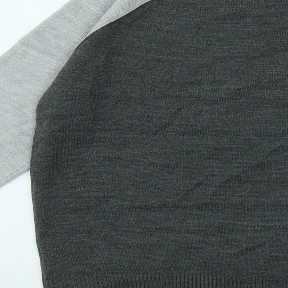M&Co Womens Grey Round Neck Acrylic Pullover Jumper Size 8