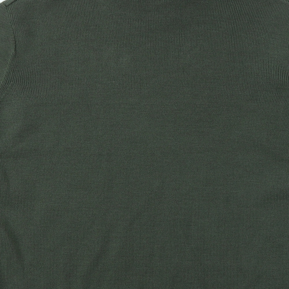 TIGI Womens Green Round Neck Striped Acrylic Pullover Jumper Size 14