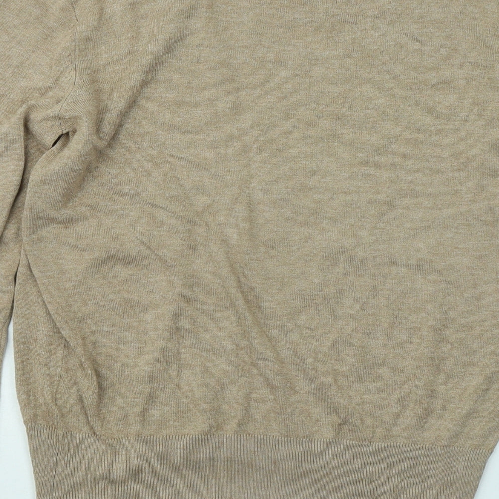 H&M Womens Beige Round Neck Acrylic Pullover Jumper Size S