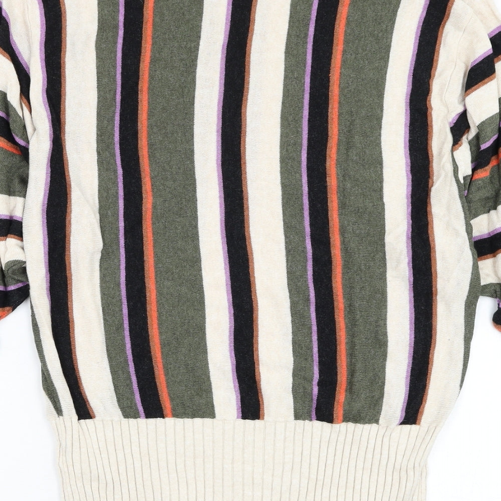 Marks & Spencer Womens Multicoloured Round Neck Striped Viscose Pullover Jumper Size M