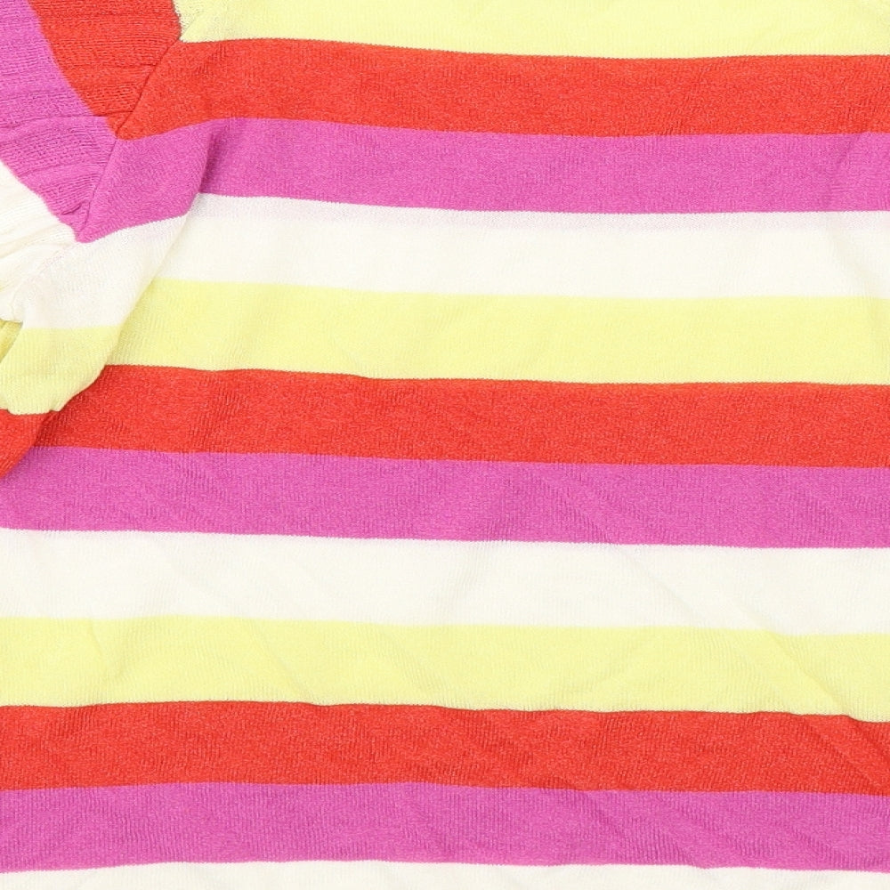 Gallery Womens Multicoloured Striped Viscose Basic T-Shirt Size S Round Neck