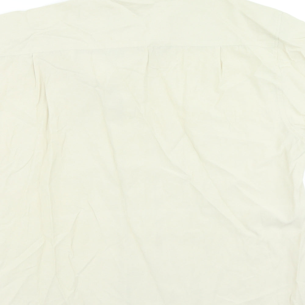 Cedarwood State Mens Beige Viscose Button-Up Size L Collared Button
