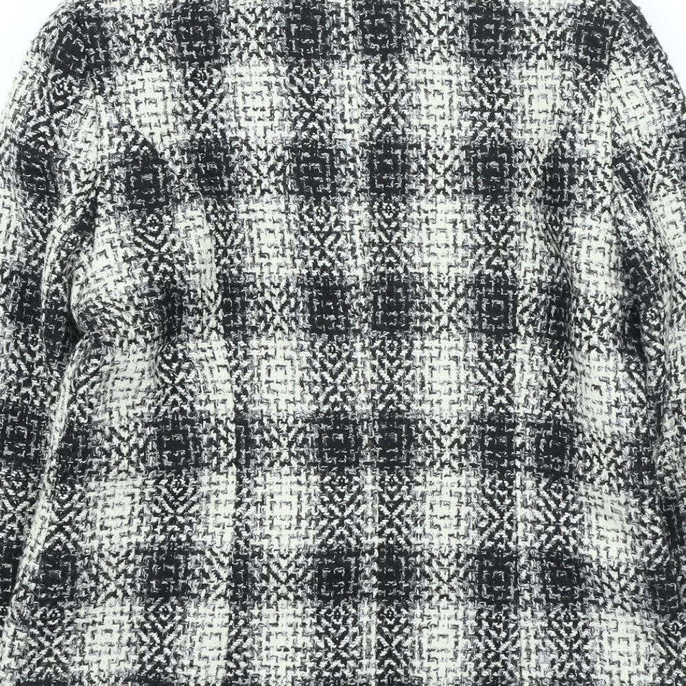Preworn Womens Black Plaid Jacket Size 10 Button