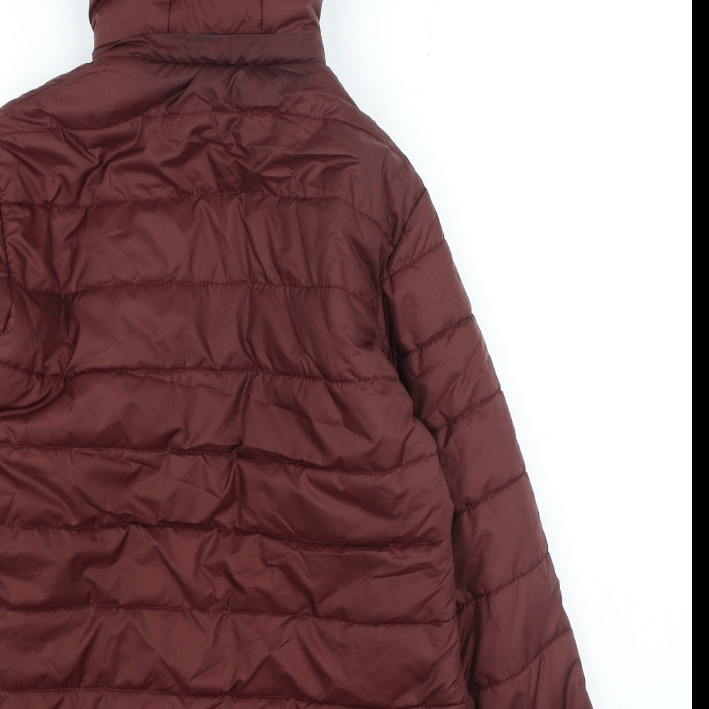 Okane Womens Purple Quilted Coat Size L Zip